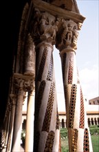 Columns of Monreale Cathedral cloister in Sicily, Norman-Byzantine style, 12th-13th centuries. Th?