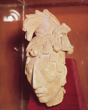 Warrior Head in the Temple of Inscriptions at Palenque.