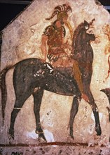 Rider, Greek painting with italic influenced, from the Lucanian tomb at Paestum.