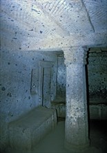 Interior of the Etruscan tomb of the capitals.
