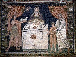 Mosaic in the apse, representation of Melchizedek (detail) in the Basilica of St. Apollinaire in ?