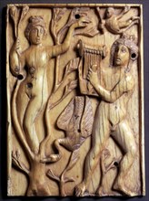 Apollo and Daphne. Bas-relief in ivory.