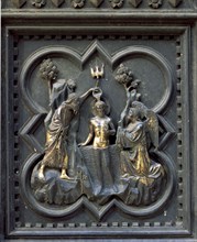 Baptism of Christ', 1329-1336. Bronze relief on the south portal of the Baptistery of the Florenc?