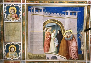 Meeting of Joachim and Anne at the golden gate', 1305 - 1306, fresco by Giotto.
