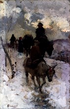 March of donkeys', 1870, by Stefano Bruzzi.