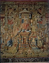 Honours'. 'The Seven Virtues', central detail of the tapestry # 4 that shows the triumph of the s?