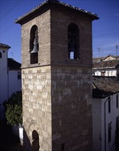 Detail of the old Arab minaret of the church of San José in Granada, in the Albaicin district.
