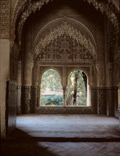 Detail of the Daraxa viewpoint in the Alhambra palace, Granada, it stands out the great decoratio?