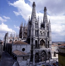 View of the Cathedral of Burgos, begun in 1221 and completed in the 15th century.