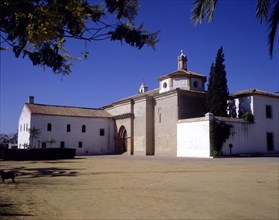 Exterior view of the Monastery of La Rabida at Palos de la Frontera (Huelva).