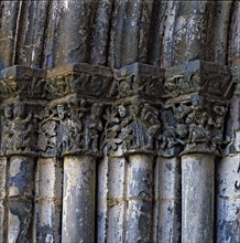 Church of Our Lady of Baldos in Montañana (Huesca), detail of the capitals of the main entrance w?
