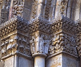 Capitals of the front of the chapel of Santa Lucia at the Cathedral, decorated with geometric and?