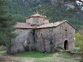 Monastery of Sant Pere de Graudescaldes in the foothills of the Busa mountains on the banks of th?