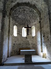 Interior of the Church of the Monastery of Sant Pere de Graudescaldes in the foothills of the Bus?