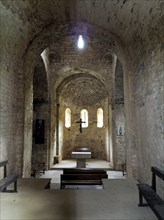 Interior of the Church of the Monastery of Sant Pere de Graudescaldes in the foothills of the Bus?