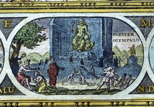 'Temple of Jupiter', coloured engraving from the book 'Le Theatre du monde' or 'Nouvel Atlas', 1?