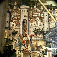 Saint George Altarpiece. Detail of the conquest of the city of Mallorca by the troops of King Jam?
