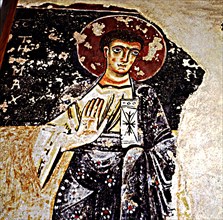 Fragment of fresco paintings of the apostles of the Orcau Castle in the first half of the 12th ce?