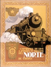 Poster of the 20s advertising the Society of the Caminos de Hierro del Norte de España.