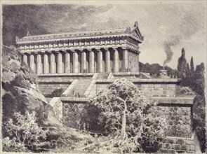The Temple of Artemis, Greek goddess of hunt, in Ephesus, German engraving from 1886, one of the ?