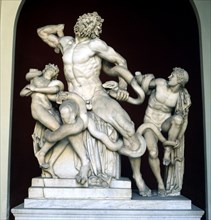 Laocoon, Greek sculpture group discovered in the Baths of Titus in 1506, restored by Michelangelo?