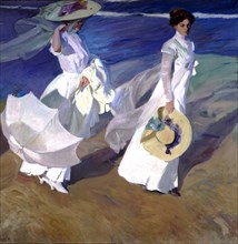 'Walk by the sea', Oil, 1909 by Joaquin Sorolla.