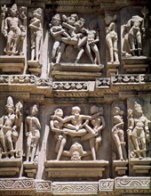 Erotic scenes from the exterior decoration of the Kandariya Mahadeo Temple.