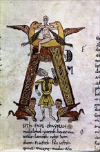 Ripoll Bible', 11th century, capital letter A, it belongs to the early days of Abat Oliva.