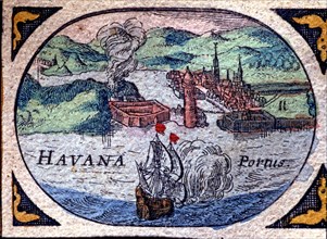 Map of the Port of La Havana (Cuba), 1646, Dutch engraving.