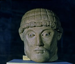 'Human Head', sculptural relief, marble, c. 1160-1165, by the Master of Cabestany, from the mona?