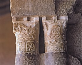 Visigothic capitals in alabaster, located in the mozarab arch in the entrance of the church of th?