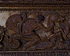 Frieze in polychromed wood, with mythological scenes belonging to the main altar of the Cathedral?
