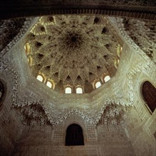 Mocarabes dome in the Hall of the Two Sisters in the Alhambra of Granada.