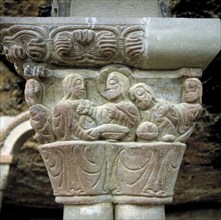 Capitel representing 'The Last Supper', in the cloister of the monastery of San Juan de la Peña (?