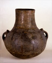 Cardium vessel with decoration in bands, from the Cova de l'Or (Beniarrés, Alicante). Globe shape?