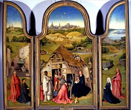 'The Adoration of the Magi', view of the opened panel, work of Hieronymus Bosch.