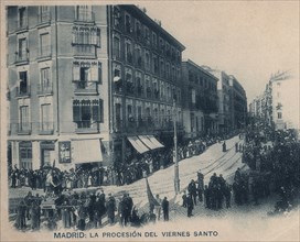 Easter, Good Friday procession in Madrid, 1912 postcard.