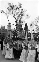 Easter procession passing through the Catalonia Square in Barcelona, ??1956.
