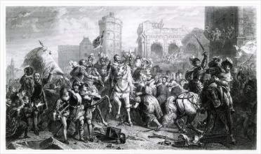 Entry of Henri IV in Paris in 1594 after his conversion to Catholicism and his proclamation as ki?
