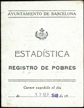 Poor Registration Card issued by the City Council of Barcelona in 1946.
