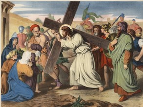 Via Crucis. Eighth station. Jesus speaks to the daughters of Jerusalem. Drawing by Pascual. Barsa?