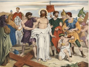 Via Crucis. Tenth Station. Jesus is stripped of his garments. Drawing by Pascual. Barsal Editions?