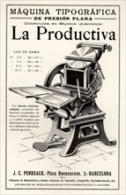 Advertising of the typography machine 'La Productiva'. Barcelona, 1900.