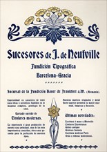 Modernist Advertising of the Fundición Tipográfica sucesores de J. Neufville. Barcelona, 1900.