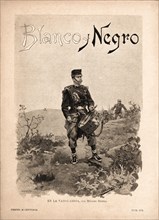 Cover of the magazine 'Blanco y Negro'. Madrid, September 1894. Infantry drum. Drawing by Méndez ?