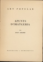 Book cover 'Apunts d'Imatgeria' by Joan Amades, edited by Art Popular, Barcelona, ??1938.