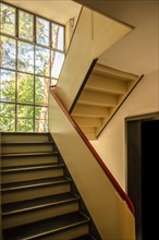 Staircase, Masters' House. Restored paintwork, Bauhaus building, Dessau, Germany, 2018.  Artist: Alan John Ainsworth.