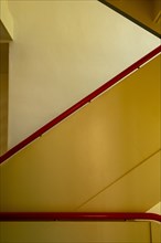 Staircase, Masters' House. Restored paintwork. The Bauhaus building, Dessau, Germany, 2018.  Artist: Alan John Ainsworth.
