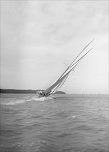 The Big Class 'White Heather II' heeling in a good wind, 1911. Creator: Kirk & Sons of Cowes.