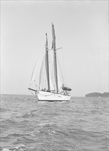 The schooner 'Dwyn-Wen', 1914. Creator: Kirk & Sons of Cowes.